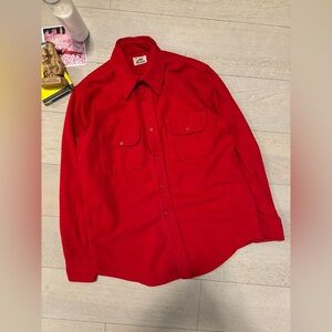 Vintage 70s Duxbak mens Chamois Flannel button shirt red  hunting Shirt